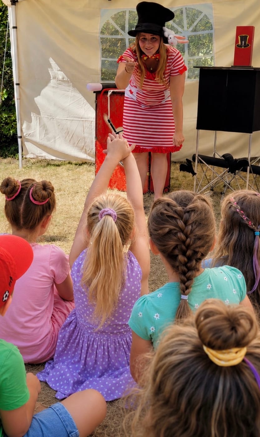 Kinder staunen bei der Zaubershow